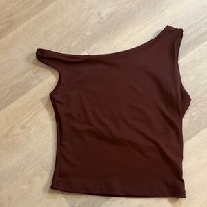 One-Shoulder Brown Women's Top